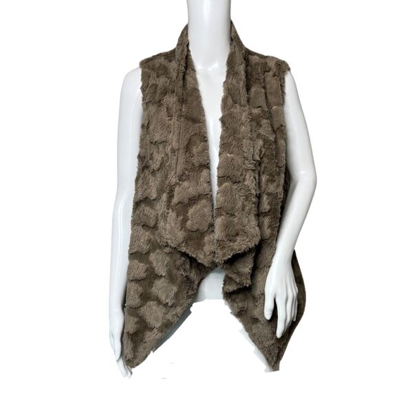 Anthropologie Elevenses Vest Womens Medium Tan Faux Fur Vest Edgy Urban Mob Wife - Picture 1 of 8